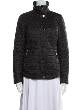 Michael Kors Black Quilted Puffer Jacket with Stand Collar